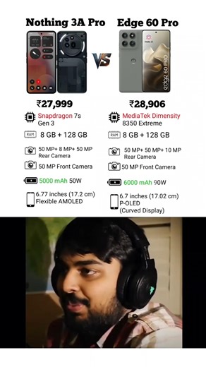 ⚡️Nothing Phone A3 Pro Vs Moto Edge 60 Pro🚨 Full Comparison