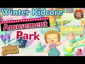 🎡 ACNH Kidcore Amusement Park on My Winter Island Peppermint | Animal Crossing New Horizons