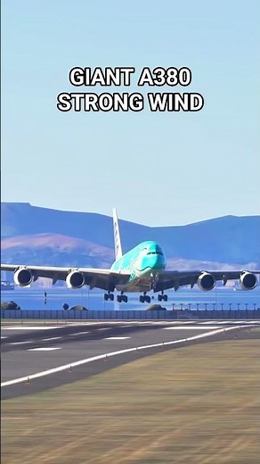 Giant A380 faces Strong Wind on landing #airbus #a380 #youtubeshorts #fighterjets #aviation