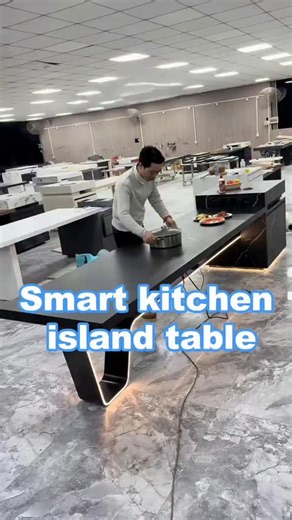 China Home Appliance on Instagram: "A kitchen island made of sintered stone that can be freely extended and retracted.#furniture #funituredesign #dinningtable #dinningtables #islandtable"