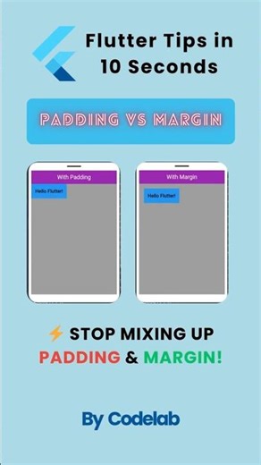 Padding vs Margin in Flutter Explained in 10s! | Flutter Tips #flutter #flutterwidgets #dart