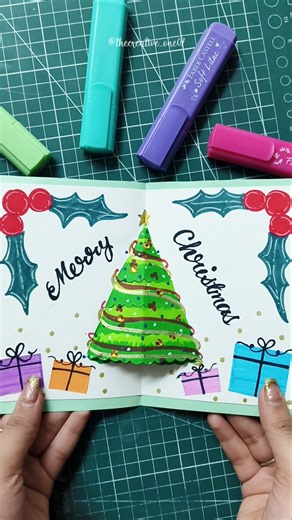 Pop-up Christmas Card Idea🎄🎁 #shorts #shortsfeed #ytshorts #art #artshorts #diyart #diy #art #viral