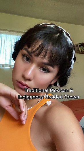 Traditional Mexican & Indigenous Braided Crown w/ Ribbon: A walk thru/ tutorial 🤍 #fyp #mexican #indigenous #traditional