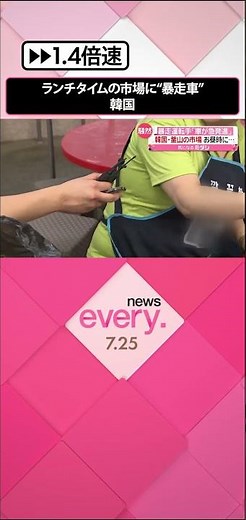 【韓国】間一髪で避ける女性も…ランチタイムの市場に“暴走車” #shorts