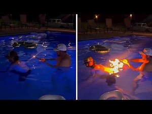 Creative guys hilariously light on fire an underwater fart #shorts