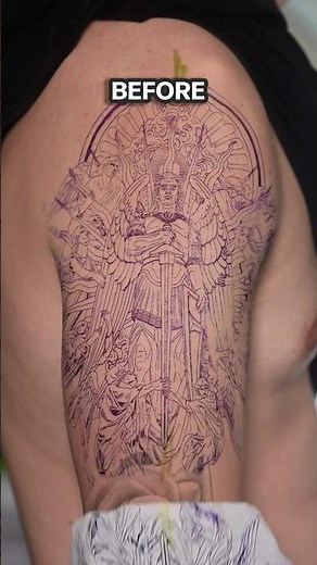 Unbelievably detailed Saint Michael the Archangel Tattoo ⚔️🪽#tattooartist #shorts