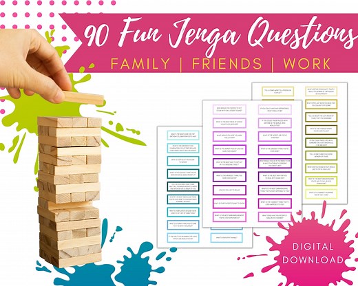 Jenga Questions & Conversation Starter Cards for Family Friends Party Work | Jenga Game | Jenga Ice Breaker | Therapy Questions | Game Night - Etsy