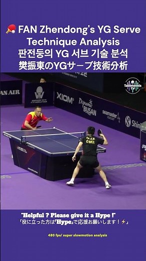 🏓 FAN Zhendong's YG Serve Technique Analysis 판전둥의 YG 서브 기술 분석 樊振東のYGサーブ技術分析