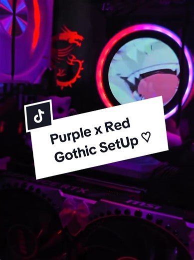 Gothic Gaming PC Setup with Purple and Red Aesthetics