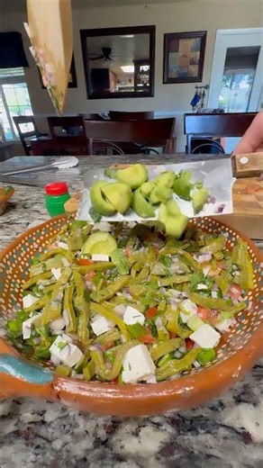 Delicious and nutritious nopales salad, with lots of fiber 😋 #mexicanfood #food #nopal #cactus