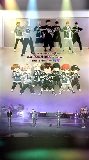 Practice Room to Stage — BTS “Butterfly” in Adorable Chibi Form 🦋#shorts #kpop #bts #fypシ #btsarmy