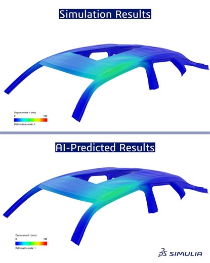 AI 🤝 MODSIM. Check out how Virtual Twin Physics Behavior allows for near-instantaneous prediction of this roof crush analysis with our Physics Simulation Advisor role. Engineers can explore more design variations and innovate faster, without compromising accuracy. By leveraging AI, we are moving beyond traditional simulation constraints and defining the future of predictive engineering. | SIMULIA