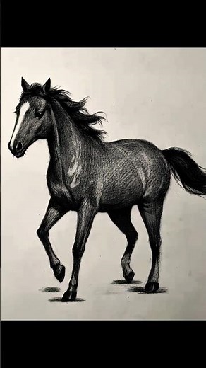 Realistic Running Horse Drawing | Amazing Pencil Art 🎨 😍 #drawing #shots #shorts