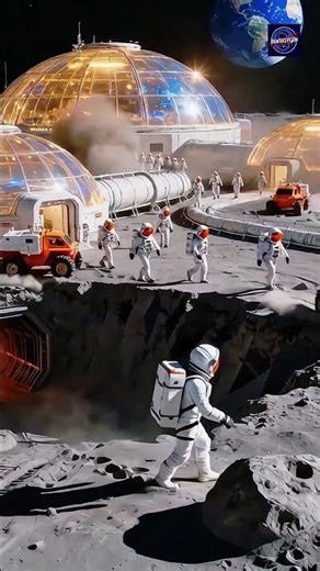 Lunar colony daily activities at dome habitats. #lunarcolony #dome #moonexploration #mars