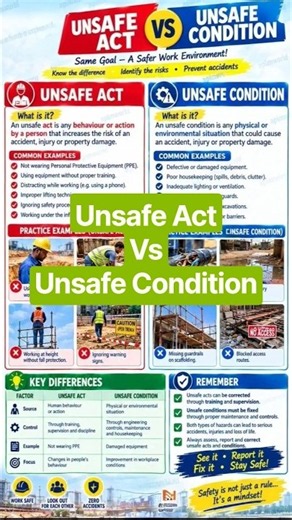 What is an unsafe act & unsafe condition/reasons for unsafe acts & conditions/how to report an un...