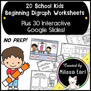 School Kids Beginning Digraphs Science of Reading Worksheets   30 Google Slides