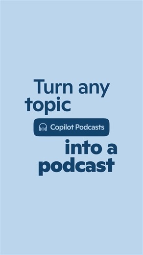 Microsoft Copilot on Instagram: "It’s simple: pick a topic, and get a podcast. Copilot turns your curiosity into custom episodes on demand. Just ask, and you shall receive. 🙏 Learn more at link in bio."