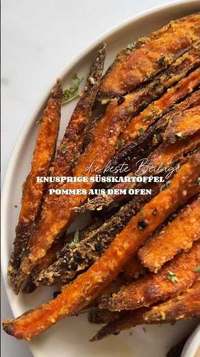 knusprige Süßkartoffel Pommes aus dem Ofen 🍟 #sweetpotato #recipe