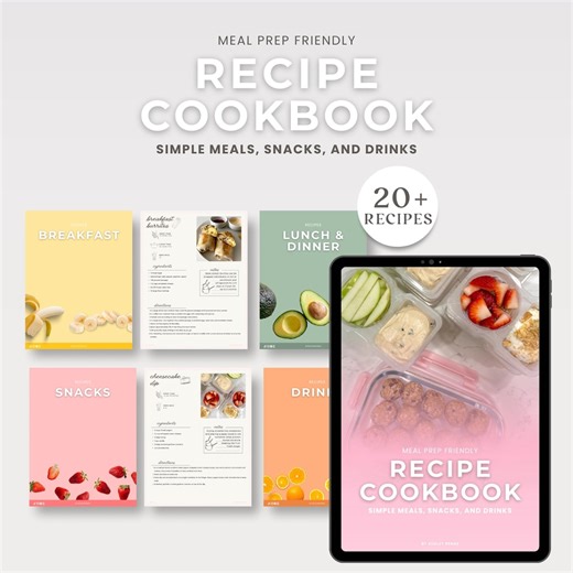 Recipe Cookbook | Beginner-friendly Cooking | Meal Prep | Easy Healthy | High-protein | Snacks, Breakfast, Lunch, Dinner | Instant Download - Etsy