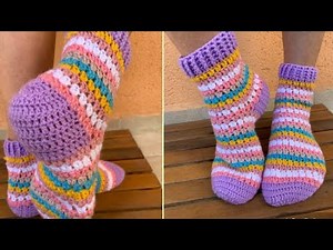 Crochet socks from leftover yarn. Even a beginner can make them using the lazy method. 👍😍
