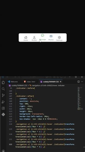 Modern Glowing Navbar Animation🔥🔥. #webdevelopment #css #html