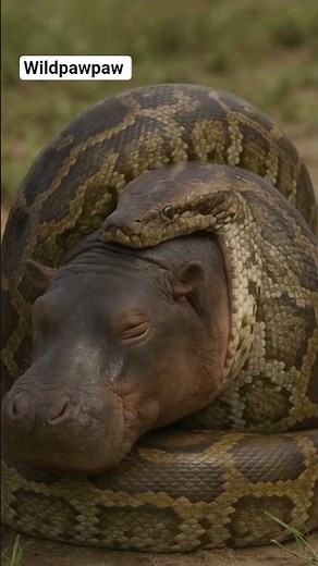 Snake Tries to Swallow a Hippo — Nature’s Most Impossible Battle! 🐍🦛😱 #shorts #wildlife
