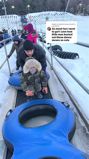 Replying to @Kaylin Emma Aulet 🤣🤣 that’s him on the regular dancing 🕺🏽 It’s honestly so much fun being able to experience the mountains by tubing. & it’s toddler friendly. 🏂🗻 #camelback #snowtubing #poconosmountains