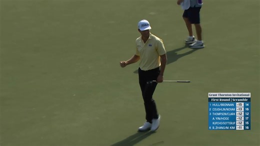 Michael Brennan drains long eagle in scorching round of 55 with partner Charley Hull at Grant Thornton