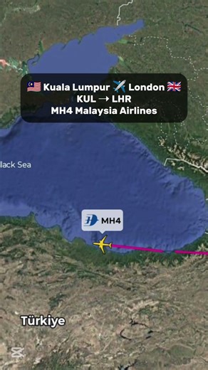 KUALA LUMPUR 🇲🇾 TO LONDON 🇬🇧 Flight Route Malaysia Airlines MH4 #aviation #travel #flight #shorts