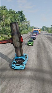 Big & Small Colorful Cars vs Giant Hammer #183 | BeamNG.drive