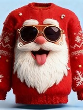 Ugly Christmas Sweater Men's Santa Claus 3D Print 3D Cartoon Pullover Sweater Jumper Knitwear Crewneck Casual Vacation Daily Festival Knitting Keep Warm Long Sleeve Spring Fall Winter Red -1 Red -2 2025