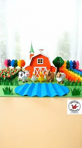 Paper Craft Farm Diorama — Cute Origami Barn & Paper Animals Reveal #homemadepapercraft #origami