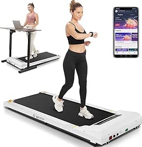 ANCHEER 2 in 1 Under Desk Walking Pad Treadmill, 2.5HP Compact Running Machine with Remote Control, 300lbs Weight Capacity for Home/Gym/Office,Ultra-Quiet, Installation-Free(White)