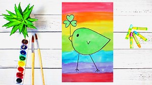 Art Lesson for Kids & Beginners: Drawing and Watercolor Painting a Shamrock Bird | Em Winn | Skillshare