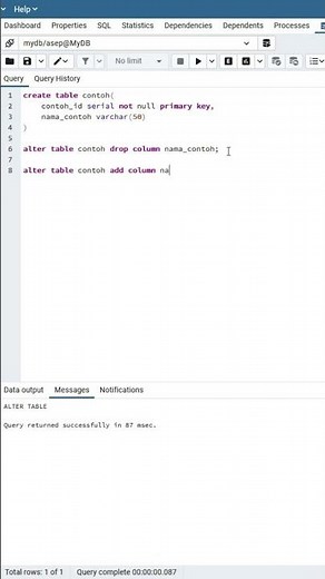 POSTGRSQL ALTER TABLE