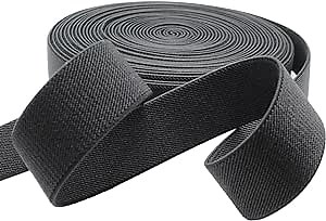 Dortrue 1 Inch 10 Yard Black Sewing Elastic Band Heavy Stretch High Elasticity Elastic Spool for Sewing Pants Waistband, Straps, Craft DIY Projects