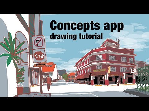 Street scene drawing tutorial with Concepts app