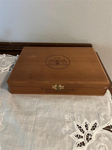 Vintage Wooden Cigar Box With Brass Latch and Hinges - Etsy