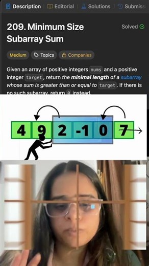 LeetCode 209 | Minimum Size Subarray Sum | sliding window #dsa #codinginterview #leetcode #faang