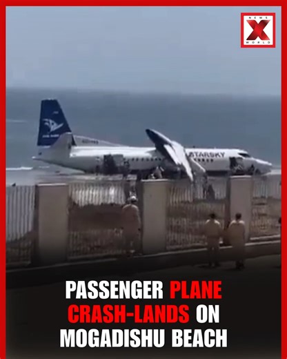 A passenger aircraft made an emergency crash-landing on a beach in Mogadishu shortly after taking off from Aden Adde Airport. All 50 people on board escaped without injuries, officials said. #BreakingNews #PlaneLanding #Mogadishu #Somalia #AviationNews #WorldNews #NewsXworld | NewsX World