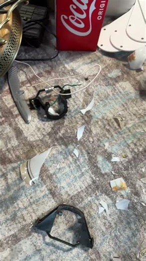 Smashing what’s left of the air cools broken lamp shade