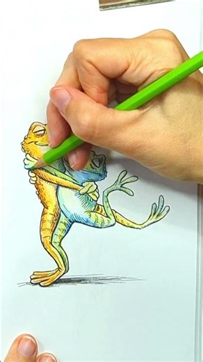 How to Color a Dancing Frog Couple 🐸💕 | Cute Tango Colored Pencil Tutorial