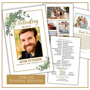 LDS Funeral Program Template, Celebration of Life Program, Editable Funeral Service Program, LDS Memorial Service Program DIY, Greenery - Etsy