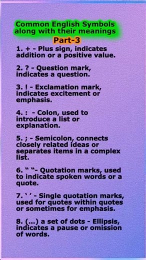 Part-3 Common English Symbols along with their meanings1. @ - At symbol, #ytshortsviral#subscribe