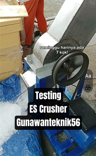 Preview testing mesin es crusher buatan Gunawanteknik56. Mesin diuji untuk memastikan performa penggilingan es berjalan optimal. 🔧 Spesifikasi Mesin: Rangka : siku besi Hopper : stainless steel 201 (tebal 1 mm) Roll penggiling : stainless steel AS penggiling : stainless steel Transmisi : pulley & V-belt Dinamo : 2 HP Control panel : box plastik, kontaktor & terminal kabel 📞 Info pemesanan & custom mesin : WhatsApp: 62 817 681 2889 #gunawanteknik56 #escrusher #mesines #mesinescrusher #mesinindu