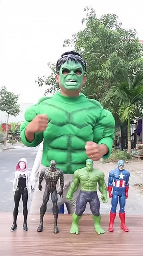 Team Spidey vs Deadpool And Hulk Green Choose Mask ,nono#shortvideo