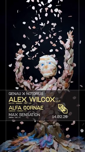 GENAU Turin on Instagram: "Sabato 14 Febbraio, San Valentino si festeggia con la techno di @genauturin: al @notoriusclubtorino arriva @alexwilcoxx, uno degli artisti più imprevedibili e radicali della scena elettronica, con il suo live ibrido fatto solo di solo produzioni originali - uscite su label come @mama_told_ya, @bbbbbbrecors, @triprecordings - e punk attitude: una notte fuori dagli schemi per chi non ama le celebrazioni convenzionali. A completare la line-up il dj e producer @alfacornae,