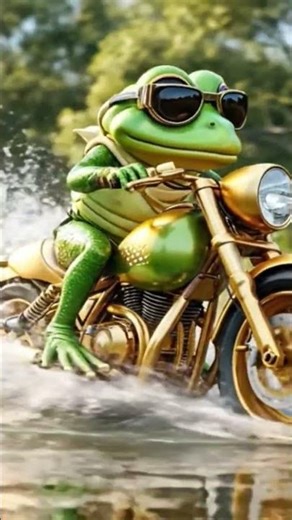 “Cool Frog Riding a Golden Bike 🐸✨ | Funny Animal Adventure in the Jungle”