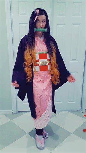 Please ignore out noob asses with this trend 😂 The sewing pattern for Nezuko’s costume is in our store, link in bio 😈 #nezuko #nezukocosplay #fyp #demonslayer #demonslayercosplay
