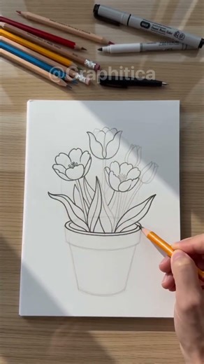 Satisfying flower drawing timelapse 🪴✨#art #flowers #timelapse